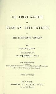 Cover of: The great masters of Russian literature in the nineteenth century