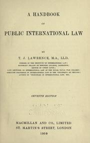 Cover of: handbook of public international law | T. J. Lawrence
