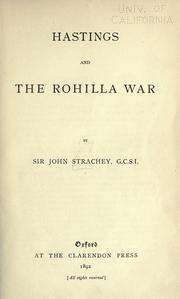 Cover of: Hastings and the Rohilla war. by Strachey, John Sir