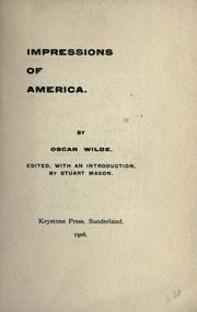 Cover of: Impressions of America. | Oscar Wilde