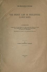 Cover of: The Pepet law in Philippine languages ... by Carlos Everett Conant