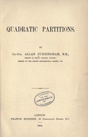 Cover of: Quadratic partitions.