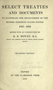 Cover of: Select treaties and documents to illustrate the development of the modern European states system, 1815-1916
