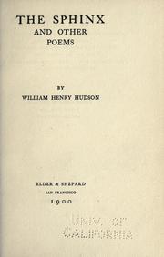 Cover of: The sphinx and other poems. by William Henry Hudson