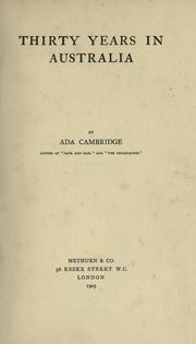 Thirty years in Australia by Ada Cambridge