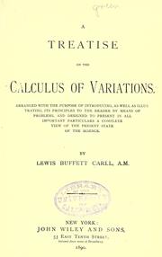 Cover of: A treatise on the calculus of variations. by Lewis Buffett Carll
