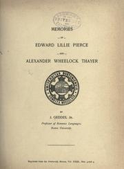 Cover of: Memories of Edward Lillie Pierce and Alexander Wheelock Thayer