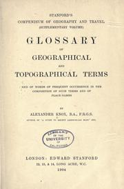 Cover of: Glossary of geographical and topographical terms: and of words of frequent occurrences in the composition of such terms and of place-names