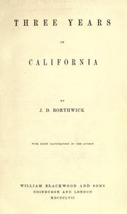Cover of: Three years in California