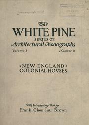 Cover of: architectural monographs on New England colonial houses