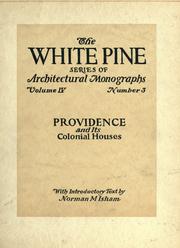 Cover of: An architectural monograph on Providence & its colonial houses