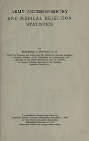 Army anthropometry and medical rejection statistics by Frederick Ludwig Hoffman