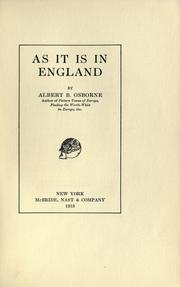 As it is in England by Osborne, Albert B.