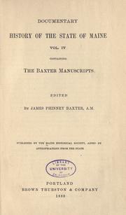 Cover of: The Baxter manuscripts