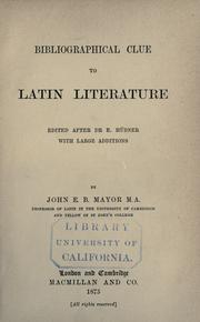 Cover of: Bibliographical clue to Latin literature