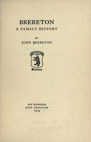 Cover of: Brereton; a family history by John Brereton