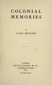 Cover of: Colonial memories