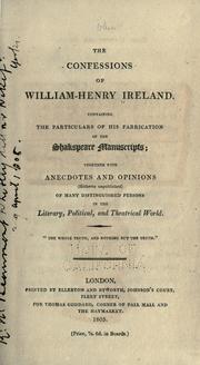 Cover of: confessions of William-Henry Ireland | Ireland, W. H.