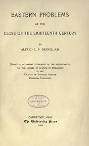 Cover of: Eastern problems at the close of the eighteenth century