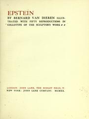 Cover of: Epstein by Bernard van Dieren