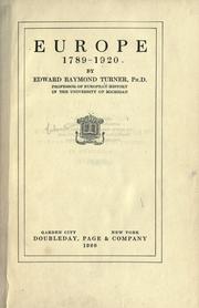 Cover of: Europe, 1789-1920.