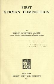 Cover of: First German composition by Philip Schuyler Allen