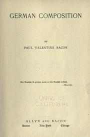 Cover of: German composition by Paul Valentine Bacon