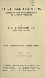 The Greek tradition by J. A. K. Thomson