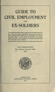 Cover of: Guide to civil employment for ex-soldiers ...