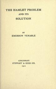 The Hamlet problem and its solution by Emerson Venable