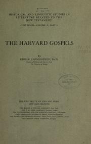 Cover of: The Harvard Gospels by by Edgar J. Goodspeed.