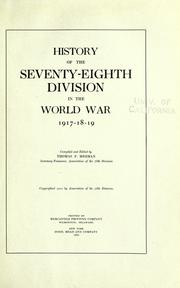 Cover of: History of the Seventy-eighth division in the World War, 1917-18-19