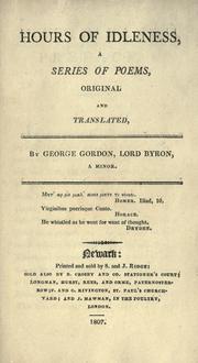 Cover of: Hours of idleness: a series of poems, original and translated