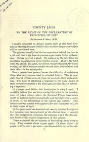 Cover of: American prison association semi-centennial, 1870-1920.: County jails "in the light of the declaration of principles of 1870" ...