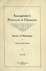 Cover of: Anzengruber's portrayal of character