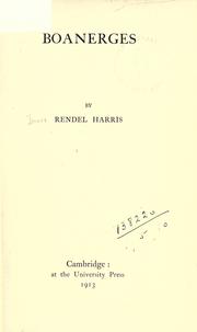 Cover of: Boanerges by J. Rendel Harris