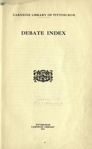 Cover of: Debate index. by Carnegie Library of Pittsburgh
