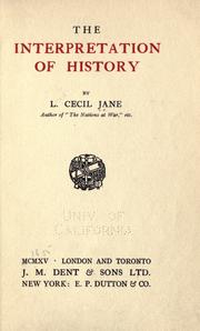 Cover of: The interpretation of history | Lionel Cecil Jane