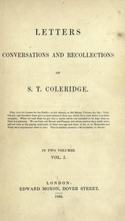 Cover of: Letters, conversations, and recollections of S. T. Coleridge ...