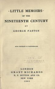 Cover of: Little memoirs of the nineteenth century by George Paston