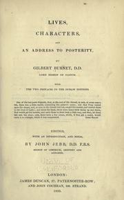 Cover of: Lives, characters, and an address to posterity by Burnet, Gilbert