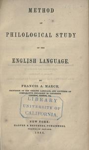 Cover of: Method of philological study of the English language