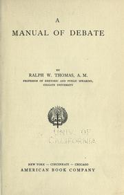 Cover of: manual of debate