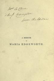 Cover of: A memoir of Maria Edgeworth by Frances Anne Beaufort Edgeworth