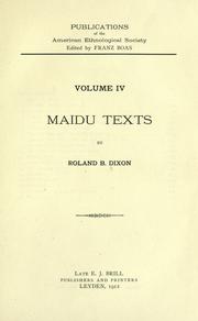 Cover of: Maidu texts