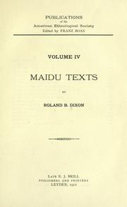 Cover of: Maidu texts by Roland Burrage Dixon