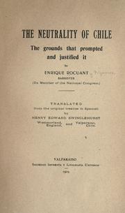 Cover of: The neutrality of Chile by Enrique Rocuant