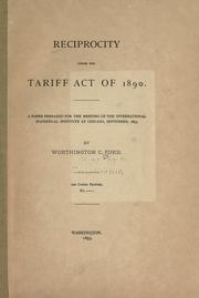 Cover of: Reciprocity under the tariff act of 1890.