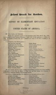 Cover of: Report on elementary education in the United States of America.