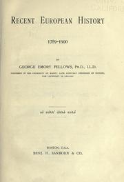 Cover of: Recent European history, 1789-1900 by George Emory Fellows